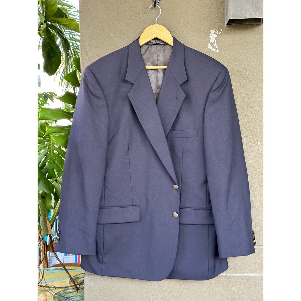 Vintage Bernhard Altmann Couture 46R 100% Pure Wool Blue Sportcoat Blazer Jacket